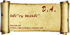 Déry Anikó névjegykártya
