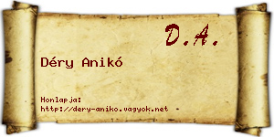Déry Anikó névjegykártya